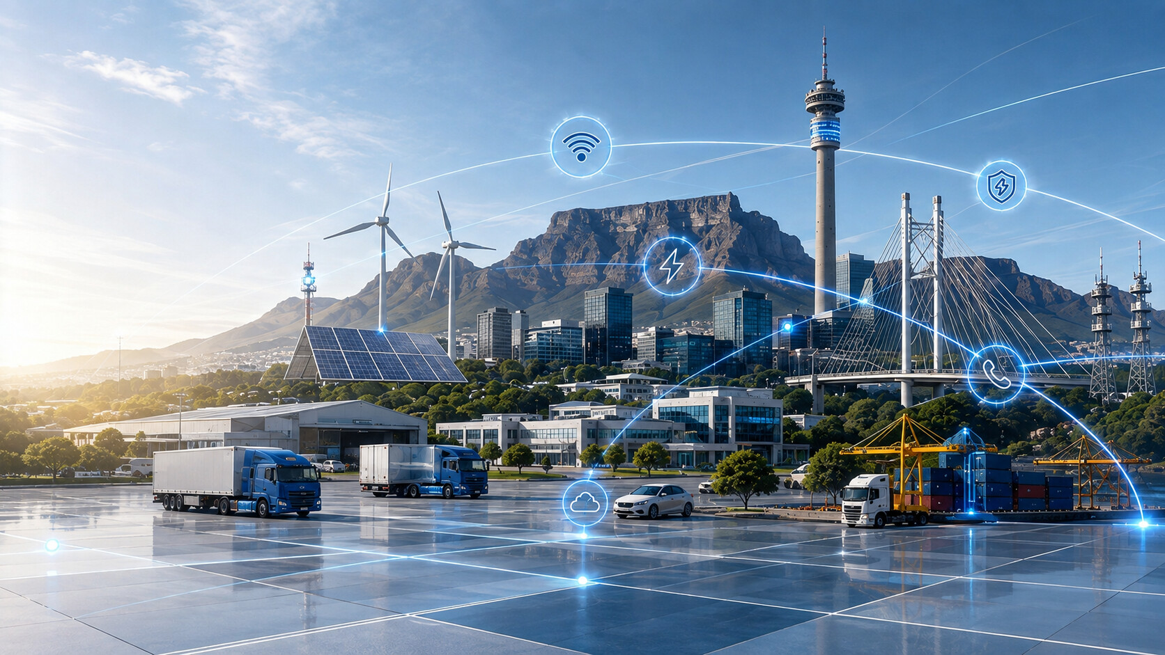 South African business infrastructure connected across communications, security and power